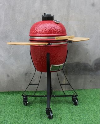 Churrasqueira de cerâmica de 44 cm Cor vermelha real 17 polegadas Fumar Assar Grelhar Dourar