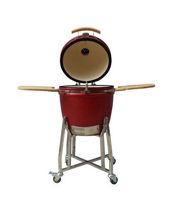 A cor vermelha Kamado cerâmico grelha a mulite resistente ao calor do carvão vegetal exterior de 22 polegadas