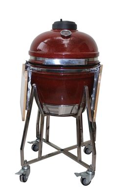 Churrasqueira Kamado de cor vermelha tropical 18 polegadas 48 cm carvão de cerâmica