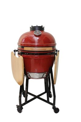 Churrasqueira Kamado de cor vermelha tropical 18 polegadas 48 cm carvão de cerâmica