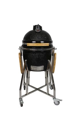 Churrasqueira Kamado de cerâmica 16 polegadas carvão preto 40 cm com carrinho e mesinhas laterais