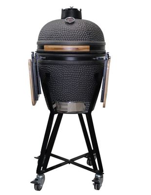 Churrasqueira Kamado de cerâmica 20 polegadas Churrasqueira a carvão preto fosco 51cm com carrinho e mesas laterais