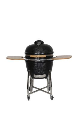 Churrasqueira Kamado de cerâmica externa 24 polegadas carvão preto 61 cm com carrinho e mesas laterais