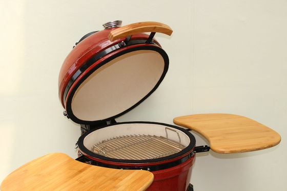 Churrasqueira Kamado de cor vermelha tropical 18 polegadas 48 cm carvão de cerâmica