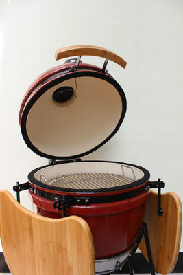 Churrasqueira Kamado de cor vermelha tropical 18 polegadas 48 cm carvão de cerâmica