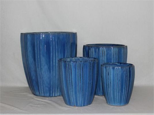4 vasos de jardim de cerâmica colorida vitrificada em fogo alto formato redondo