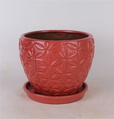 Vasos internos de cerâmica de 6 polegadas e 8 polegadas com pires de vidro