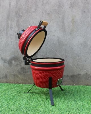 Utensílios de cozinha de 33 cm para churrasco de cerâmica a carvão ao ar livre cor vermelha 13 polegadas