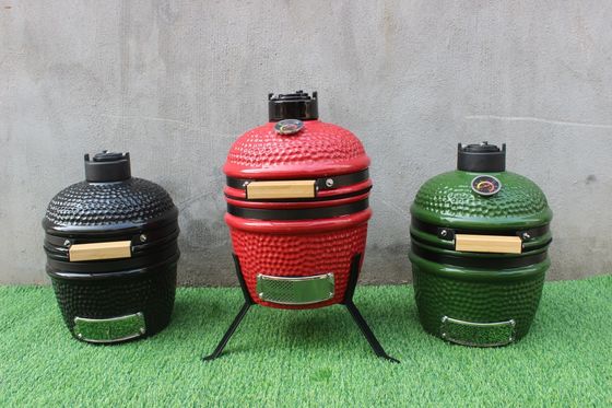 Utensílios de cozinha para grelha Kamado de 13 polegadas verde ferro revestido preto