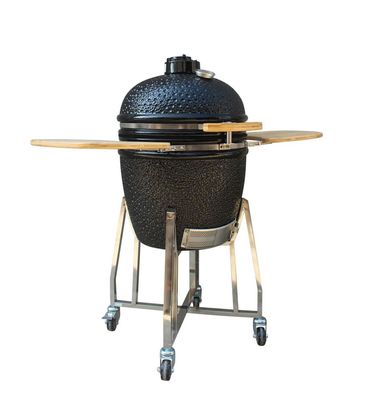 O carvão vegetal exterior Kamado cerâmico grelha a cor de um preto de 22 polegadas de aço inoxidável
