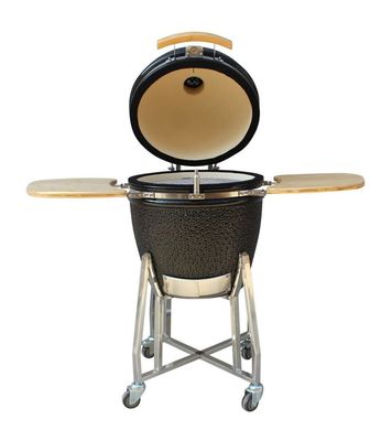 O carvão vegetal exterior Kamado cerâmico grelha a cor de um preto de 22 polegadas de aço inoxidável
