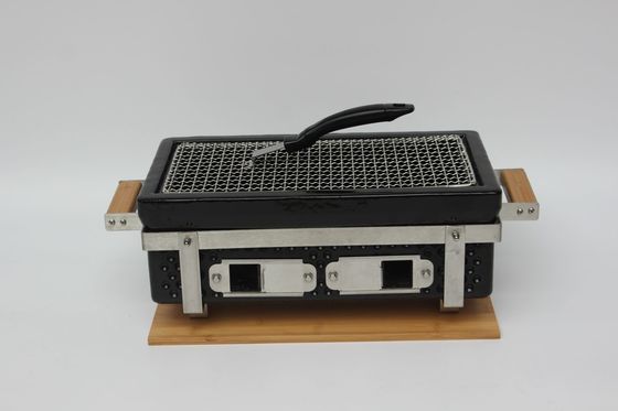 Grill de Carvão Cerâmico Hibachi Grill Retangular em Cor Negra