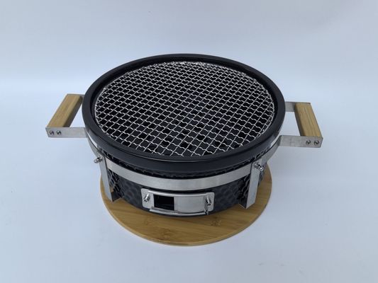 Grill de Carvão Cerâmico Hibachi Grill Redondo em Cor Negra